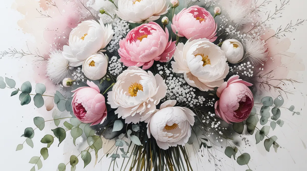 Bunch of mixed peonies