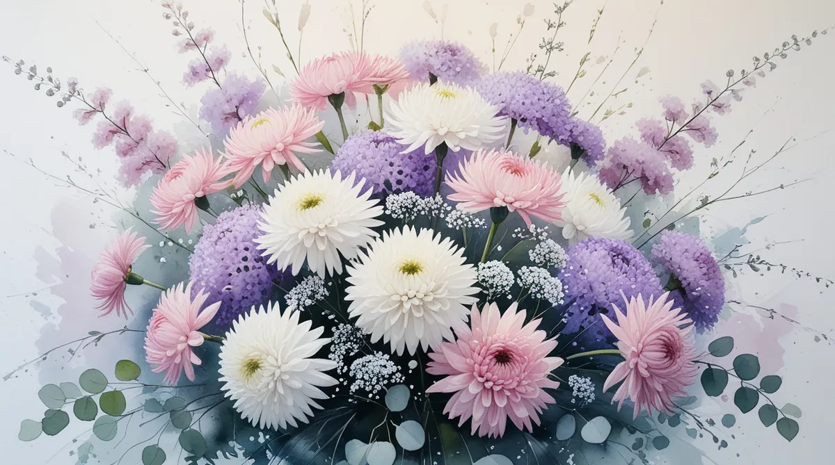 Mixed bunch of chrysanthemums